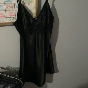 black silk slip dress
